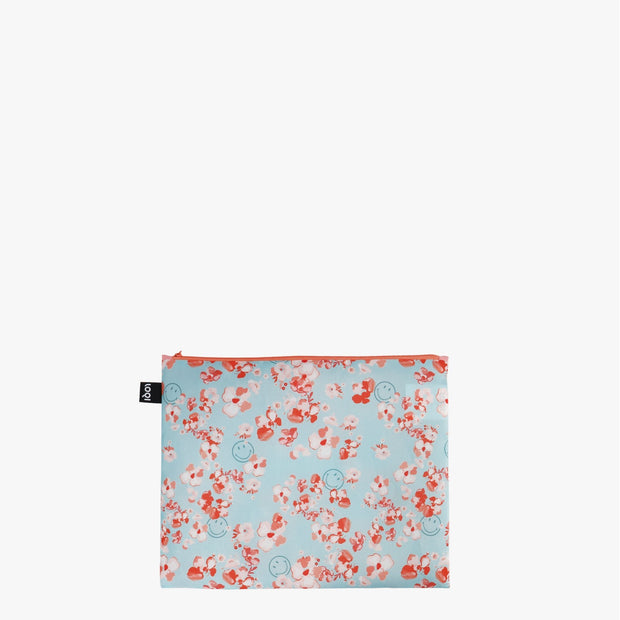 Blossom & Geometric Smiley | Recycled Zip Pockets | LOQI