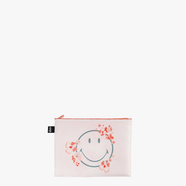 Blossom & Geometric Smiley | Recycled Zip Pockets | LOQI