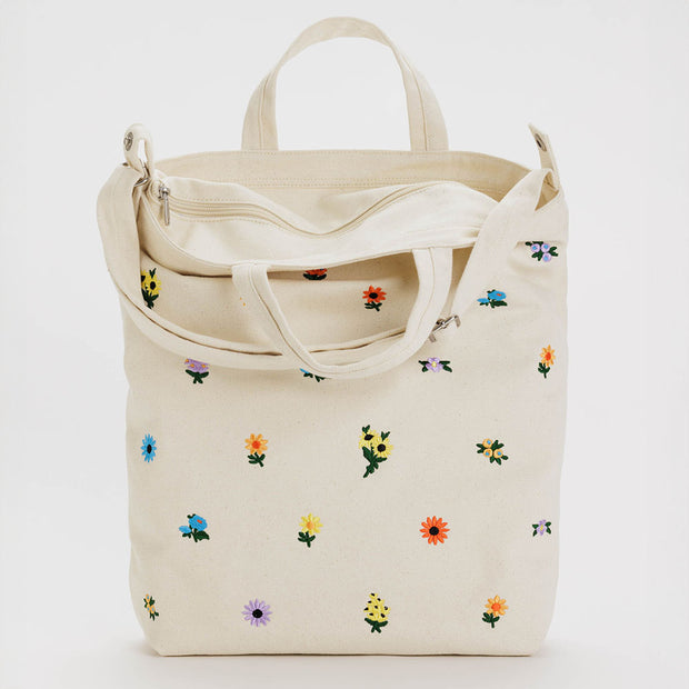 Embroidered Ditsy Floral Zip Duck Bag Baggu