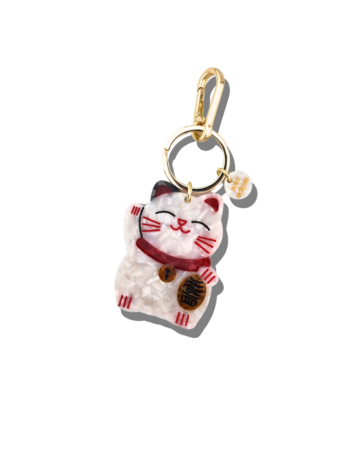 Hand-painted Lucky Cat Bag Charm & Keychain | Solar Eclipse | Bag Charm