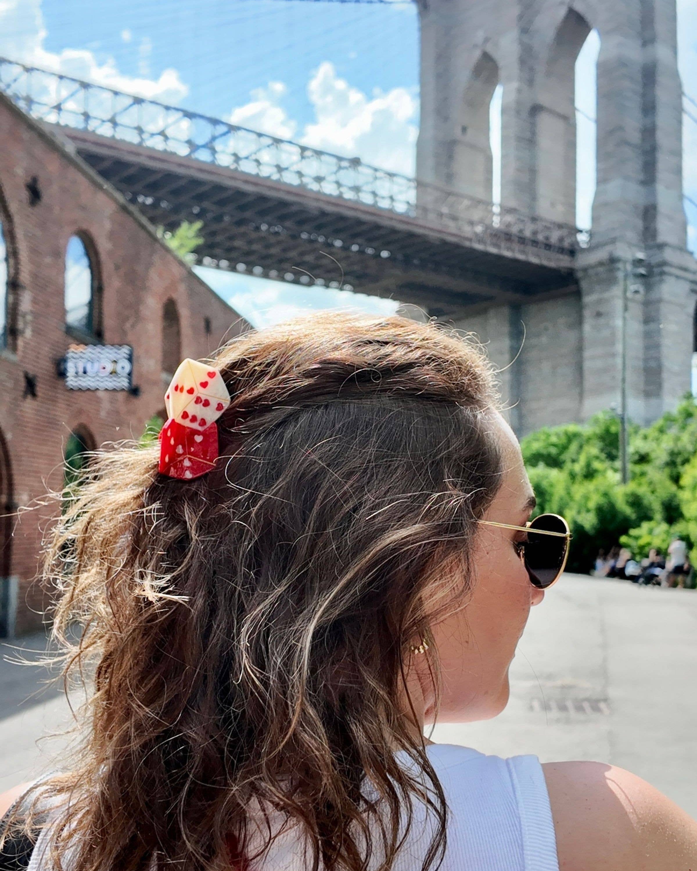 Red Hand-painted Lucky Dice Claw Hair Clip | Solar Eclipse | Hair Accessories