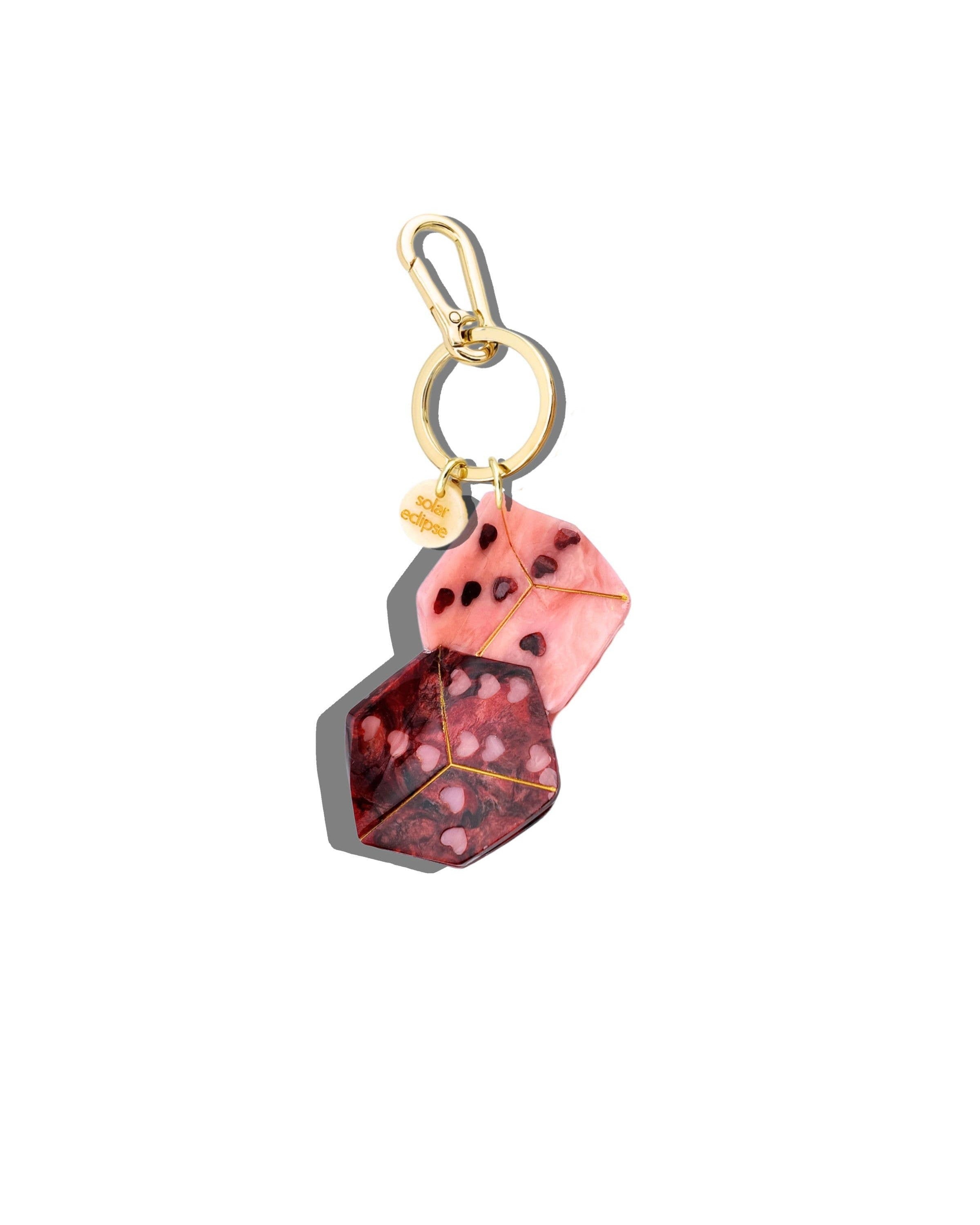 White Hand-painted Lucky Dice Bag Charm + Keychain | Solar Eclipse | Bag Charm