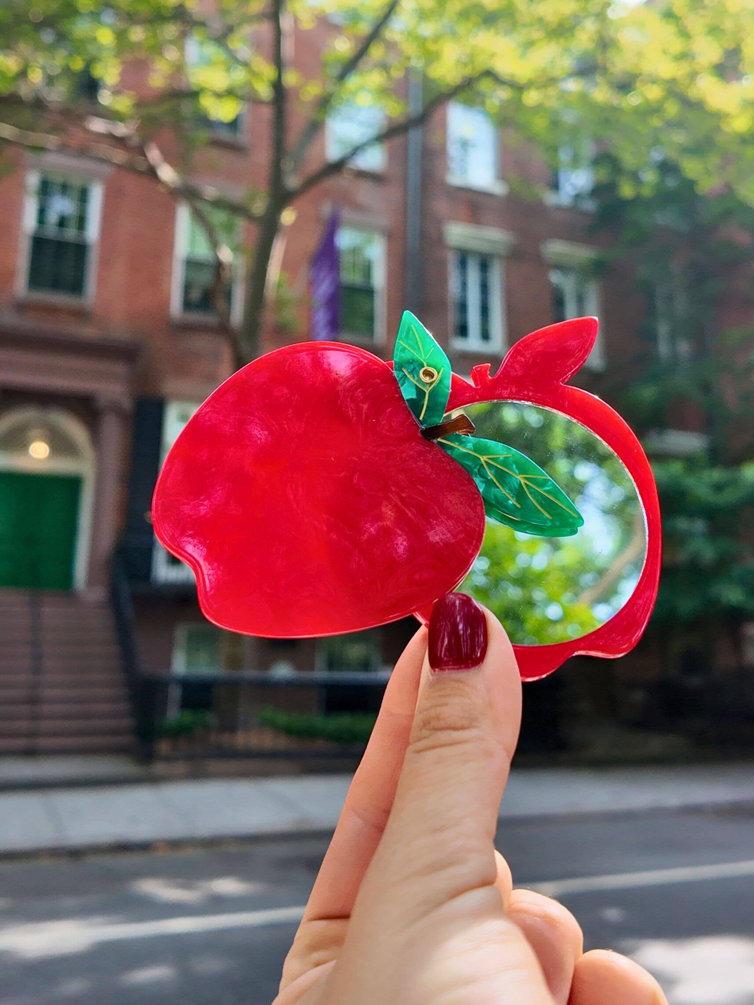 Hand-painted Apple Compact Mirror | Solar Eclipse | Mirrors