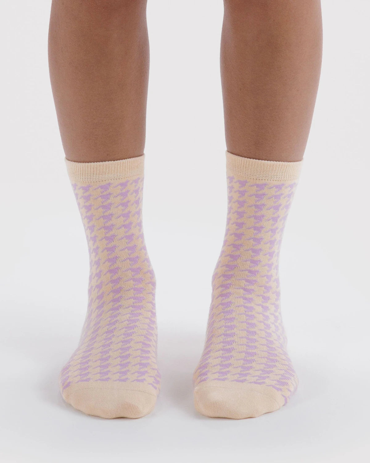 Pink Houndstooth Crew Sock