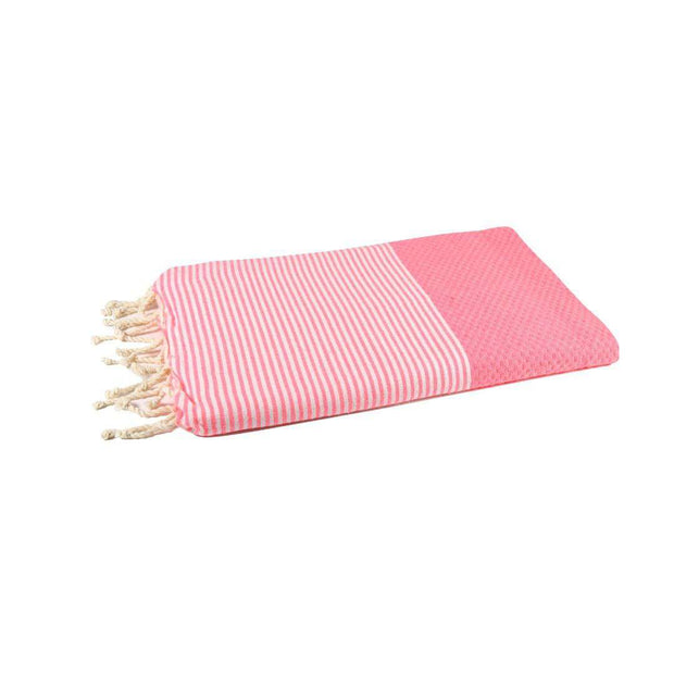Neon Pink Honeycomb Weave Fouta Towel - Recycled Cotton