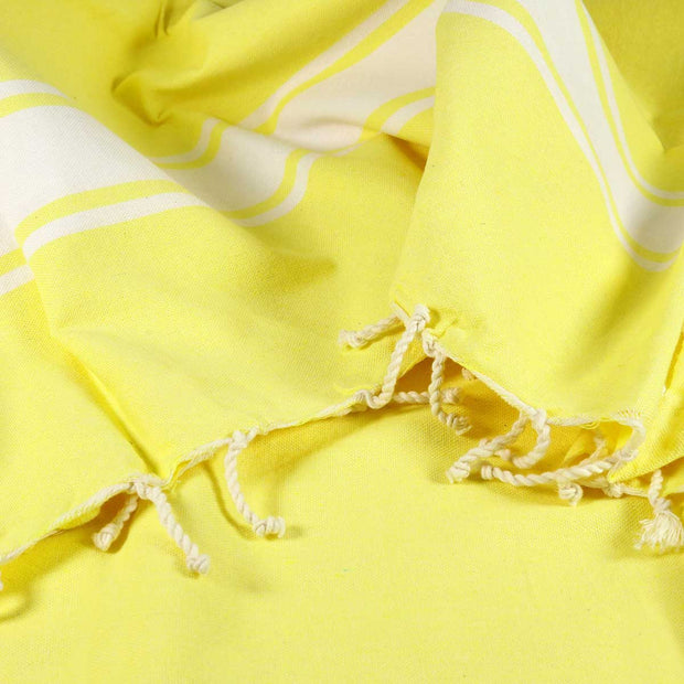 Lemon Handwoven Fouta or Hammam Towel - Recycled Cotton