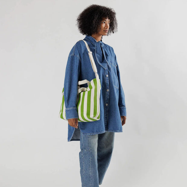 Green Awning Stripe | Horizontal Zip Duck Bag | Baggu