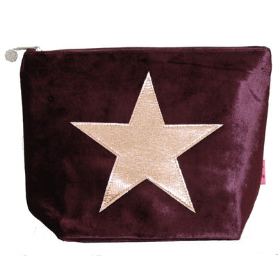Large Velvet Star Cosmetic Bag - Fig