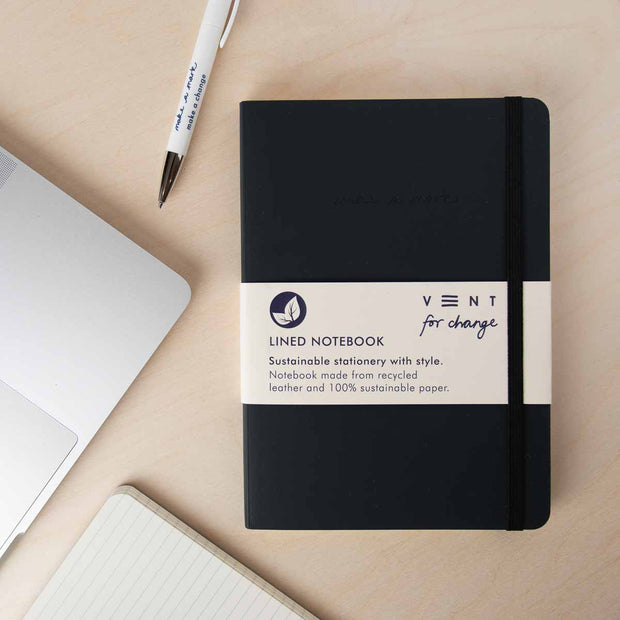 Recycled Leather A5 Notebook – Charcoal Grey