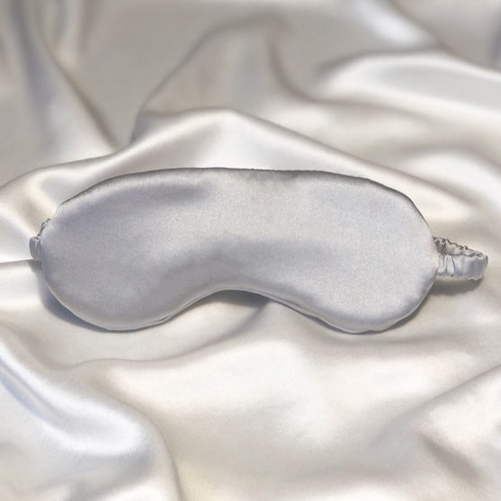 Hand Made Silk Eye Mask in Light Grey