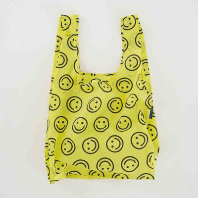 Baggu yellow Happy Smiley reusable shopping bag
