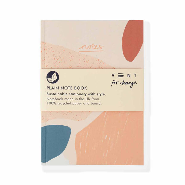 Recycled 'NOTES' Notebook A5 - Plain Paper - Coral